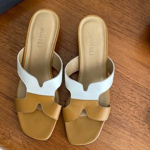 Vaneli Tan and White Genuine leather Sandals size 7